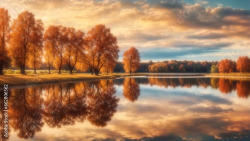 autumn landscape with lake