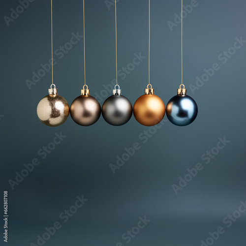 Elegant Metallic and Matte Christmas Tree Balls Showcased Under Studio Lighting, Tailored for Marketing