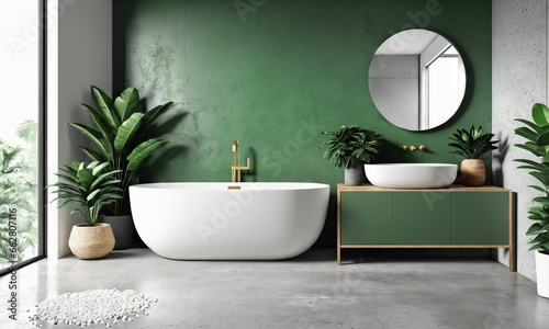 Modern minimalist bathroom interior green bathroom cabinet