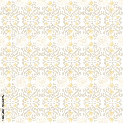Ornate floral art nouveau seamless overlay pattern in shades of white