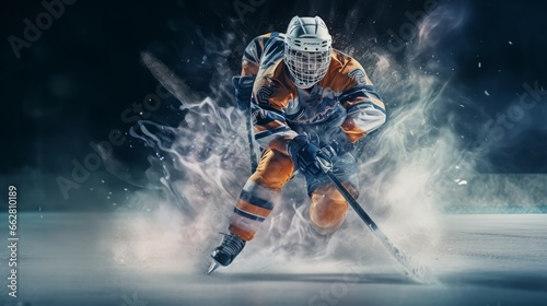 An ice hockey player in action on the ice photo