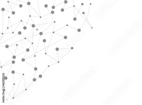 Block chain global network technology concept. Network nodes greyscale plexus background. Global data exchange blockchain vector. Linked dot nodes and lines low poly. Information technology design