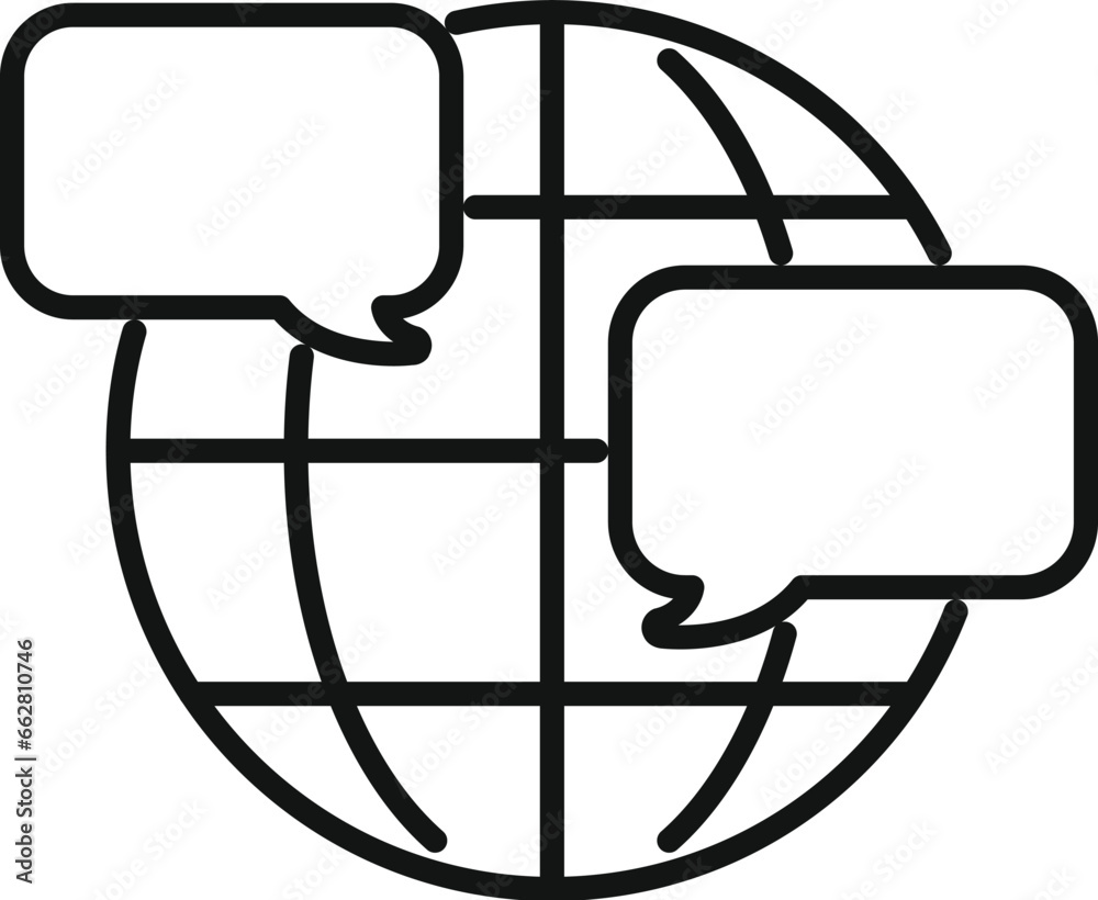 Global message icon outline vector. Group button. Internet mobile Global message icon outline vector. Group button. Internet mobile