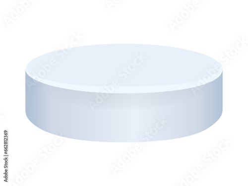 Single element ice podium blue isolated on transparent and white background. Close-up icon. Winter vector illustration. 3D pedestal for advertising and product presentation. Round cylinder monument.