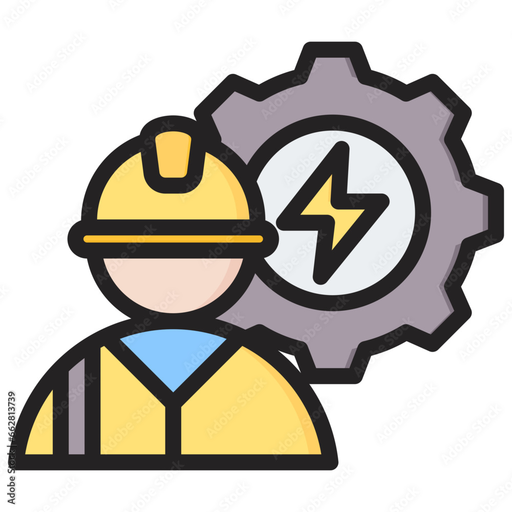 Electrical Engineering Outline Color Icon Electrical Engineering Outline Color Icon