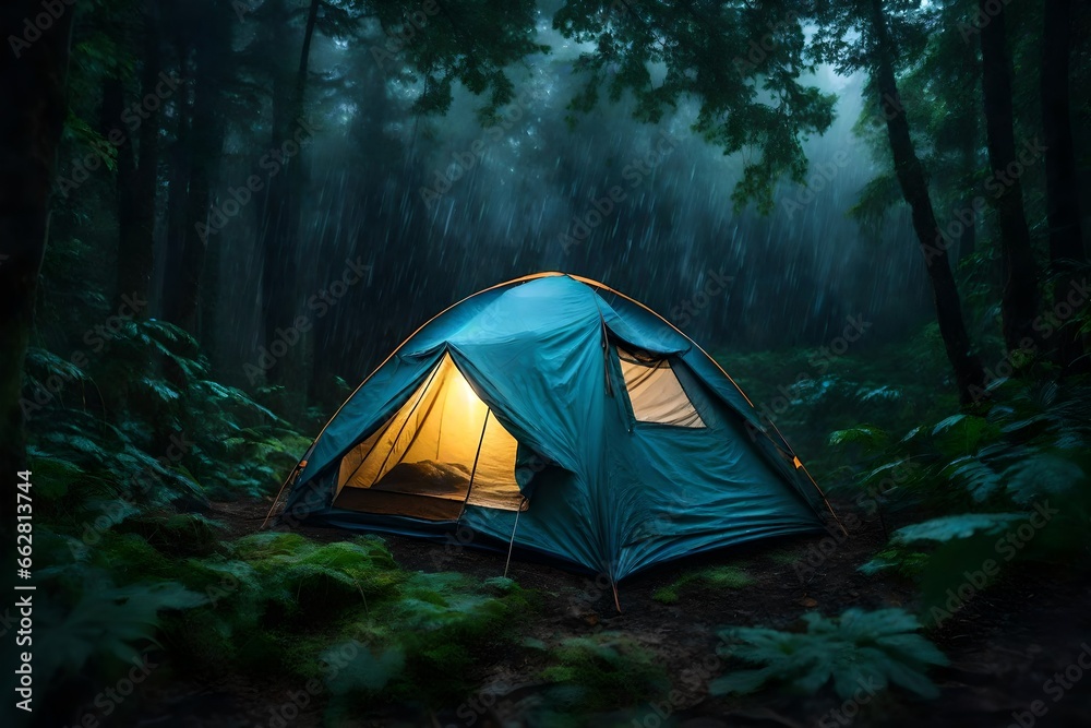 tent in the woods