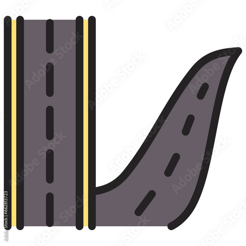 Roads Outline Color Icon