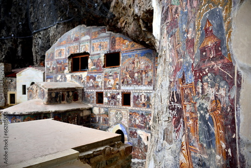 The Orthodox monastery of Sumela, built on a cliff overlooking the Altindere valley at 1200 meters above sea level, is located in the Maçka region, today partially restored by the Turkish government