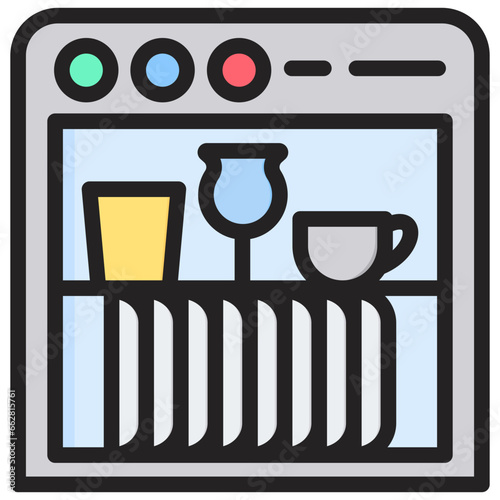 Dishwasher Outline Color Icon