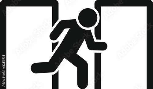 Evacuation run icon simple vector. Exit person. Leaving stairs