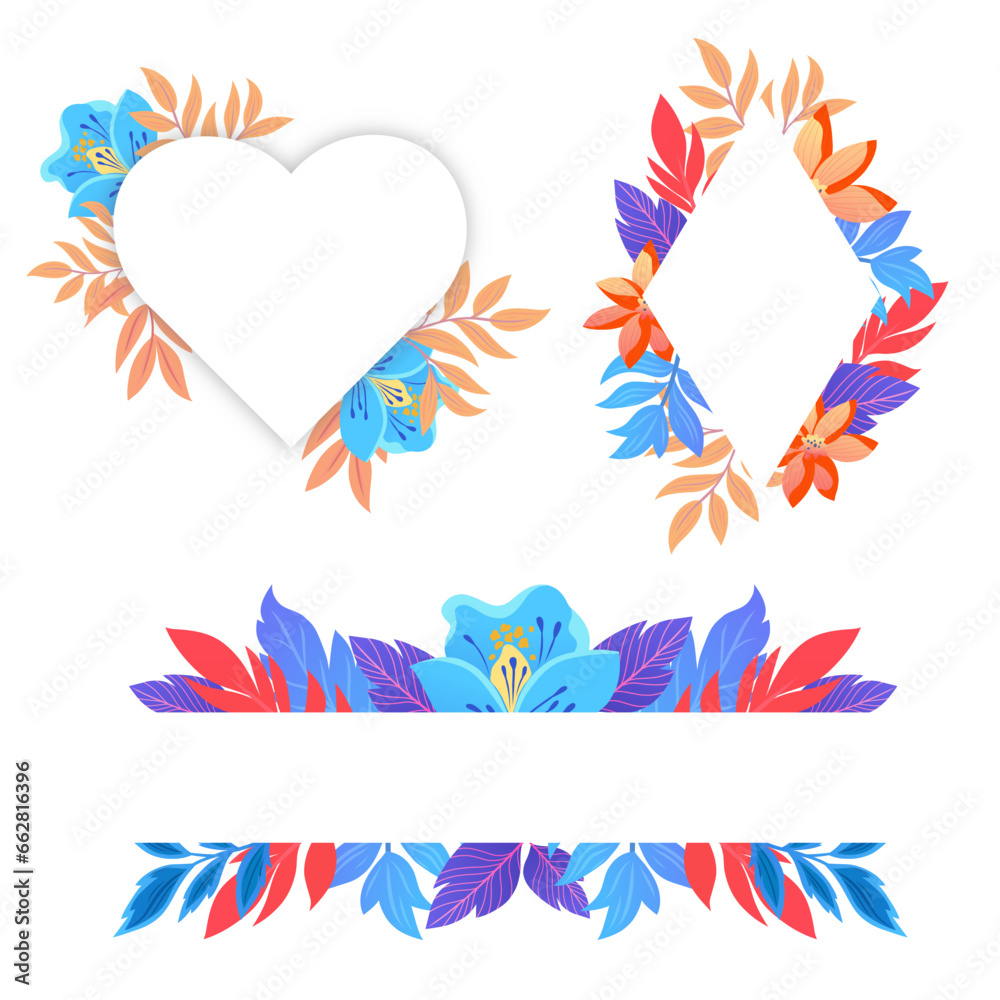 Set of vector floral elements with leaves and flowers. Vector design for wedding invitations and greeting cards. Set of vector floral elements with leaves and flowers. Vector design for wedding invitations and greeting cards.
