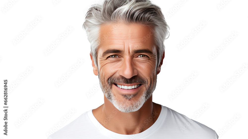 a closeup photo portrait of a handsome old mature man smiling with clean teeth, png transparent, generative ai a closeup photo portrait of a handsome old mature man smiling with clean teeth, png transparent, generative ai