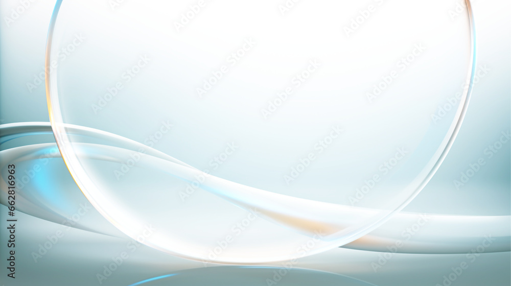 Naklejka premium Abstract transparent white, blue and orange color circle shape background, 3D illustration.