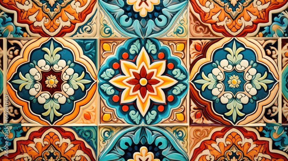 Digital Wall Tile Decor For Home, Ceramic Tile Design, Seamless colourful patchwork in Indian style, wallpaper, linoleum, textile, web page background