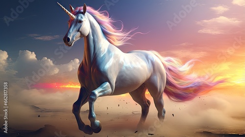 Symbolic illustration of the unicorn startup. 3d illustration. © HN Works
