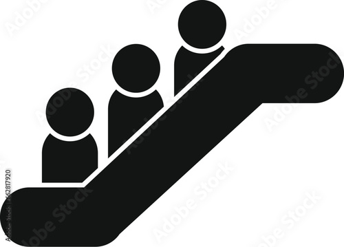 People exit escalator icon simple vector. Help alarm. Danger chute