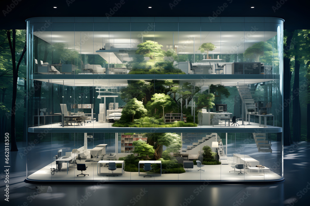 Glass office with green concept eco friendly building for sustainable future. Glass office with green concept eco friendly building for sustainable future.