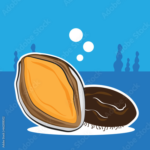 illustration of seafood abalone