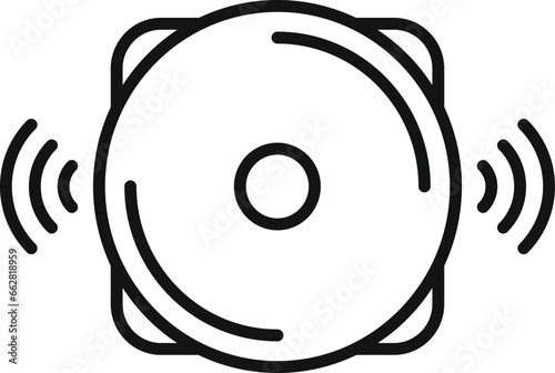 Alarm ringer icon outline vector. Person exit. Work arrow