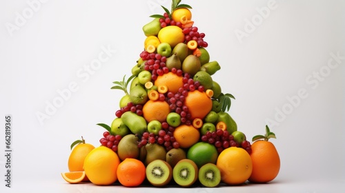 New year 2022 made of fruits on the white background. Healthy food