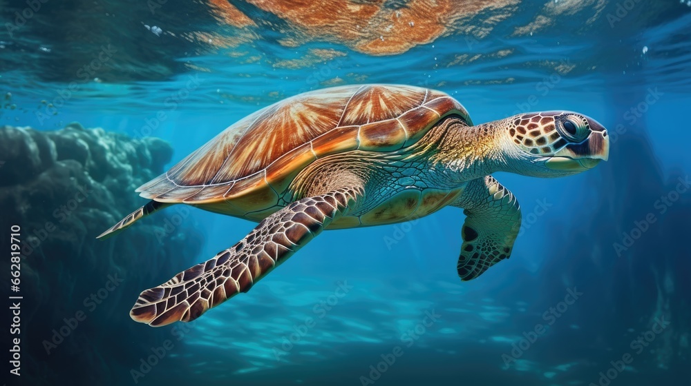 Fototapeta premium Chelonia mydas - Green sea turtle from Cyprus, Mediterranean Sea