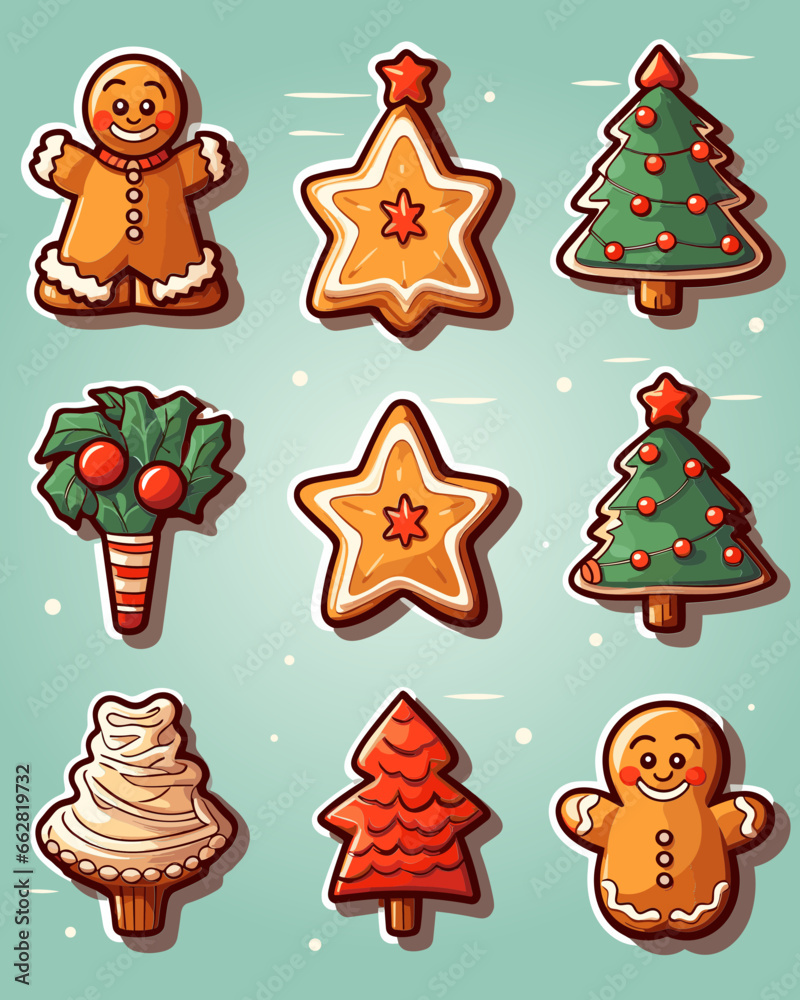 Set of Christmas baked goods illustrations