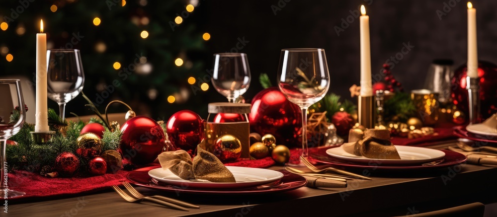 Living room Christmas dinner table With copyspace for text Living room Christmas dinner table With copyspace for text