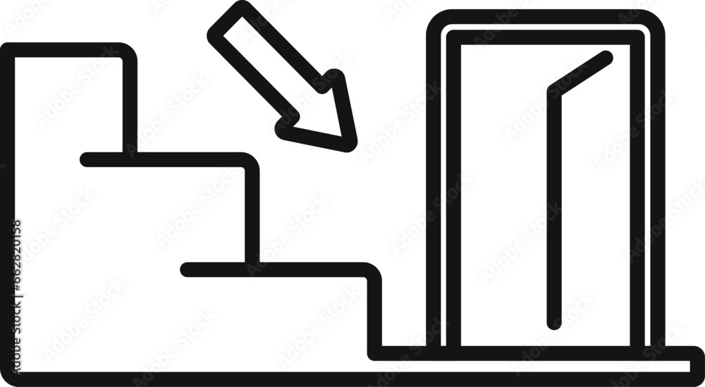 Emergency stairs exit icon outline vector. Alarm fire. Work security Emergency stairs exit icon outline vector. Alarm fire. Work security