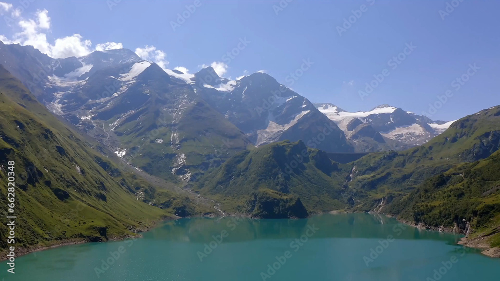 beautiful crystal lake in a mountain gorge