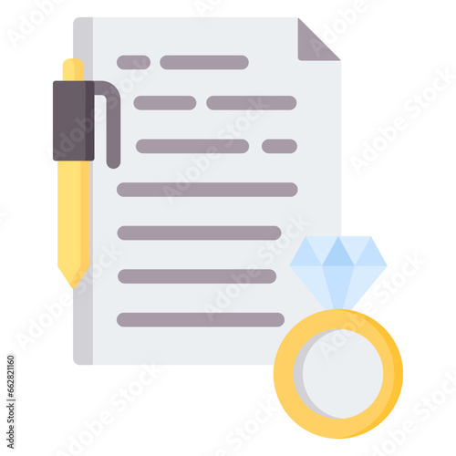 Prenuptial Agreement Flat Icon