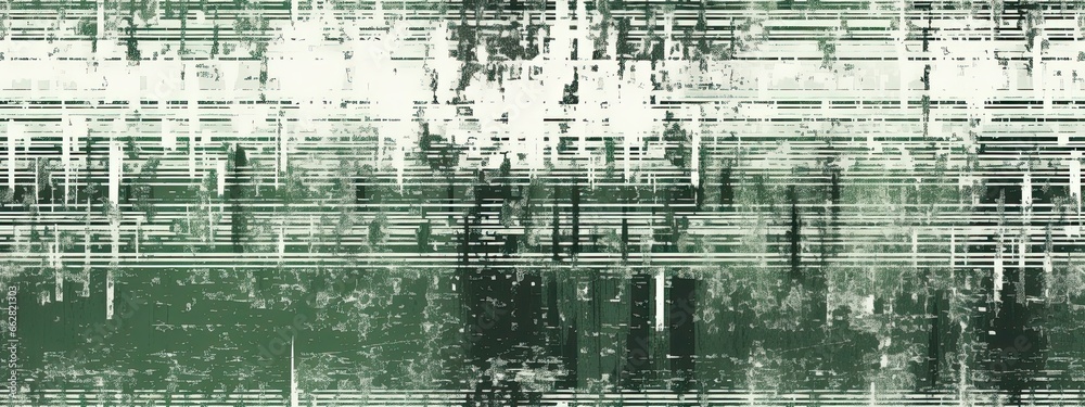 Seamless faded horror green retro VHS scanlines or TV signal static noise pattern. Television screen or video game pixel glitch damage background texture. Vintage analog grunge dystopiacore backdrop - obrazy, fototapety, plakaty 