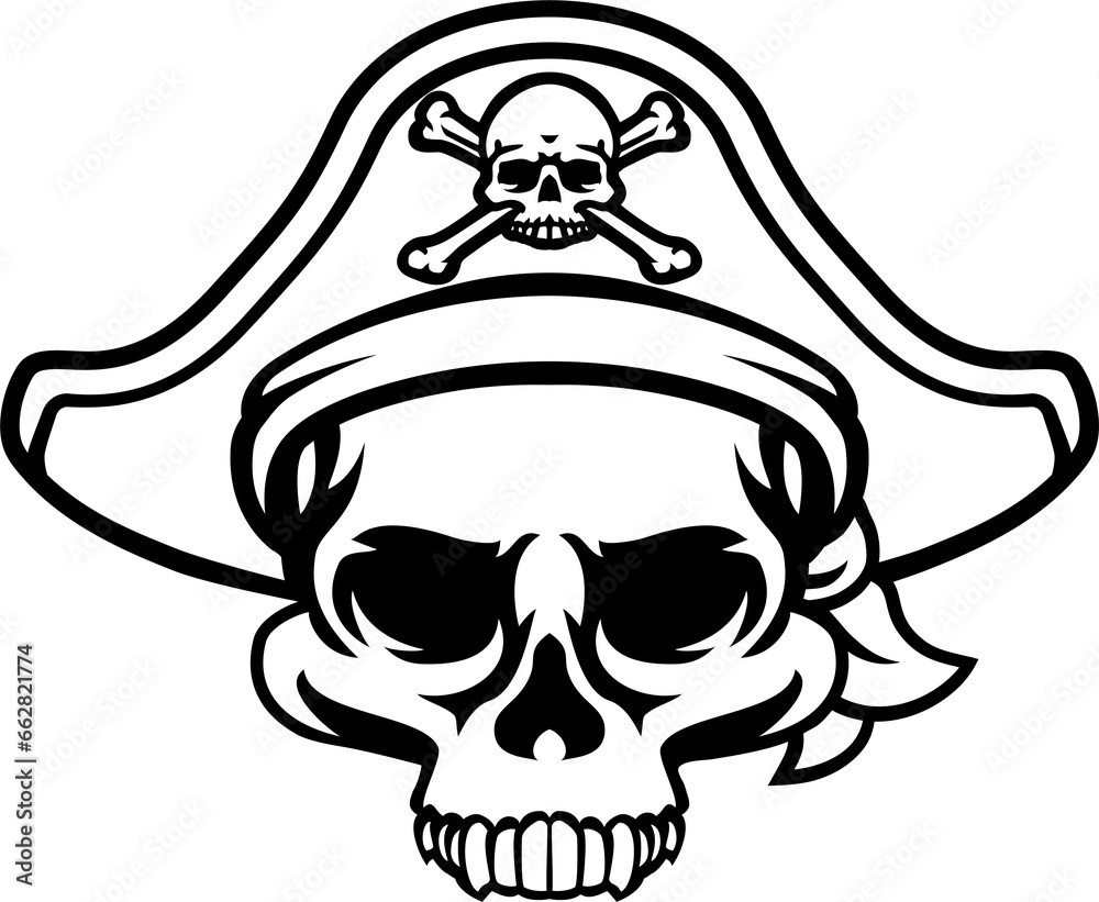 Pirate Hat Skull and Crossbones Cartoon