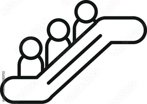 People exit escalator icon outline vector. Help alarm. Danger chute