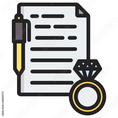 Prenuptial Agreement Outline Color Icon