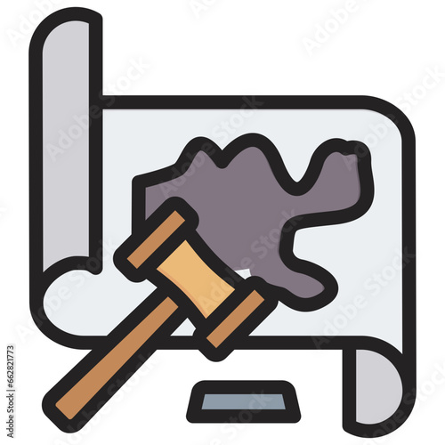 Land Dispute Outline Color Icon
