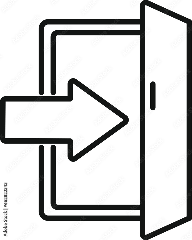 Door exit icon outline vector. People stairs. Plan work Door exit icon outline vector. People stairs. Plan work