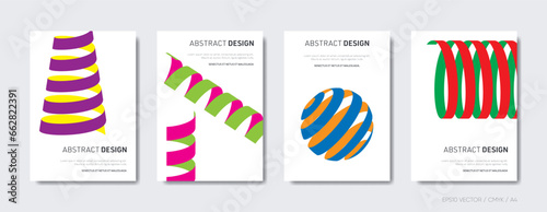 Spiral geometric design vector cover template set