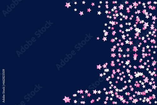 Blue shining stars scattered on pink background free space for your text design Wonderful blank greeting card poster banner Wedding birthday mother s day women s day Cute template Shimmering surface