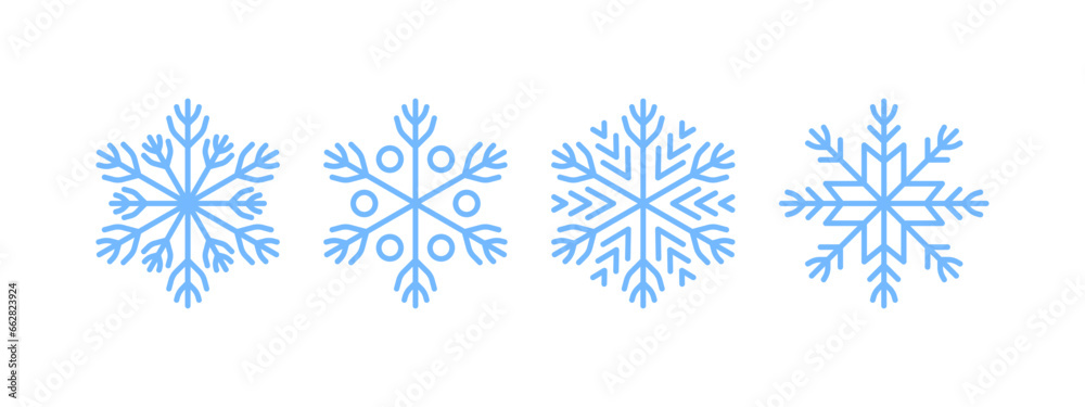 Snowflakes icon set. Snowflakes badges. Snowflake different icons. Vector scalable graphics