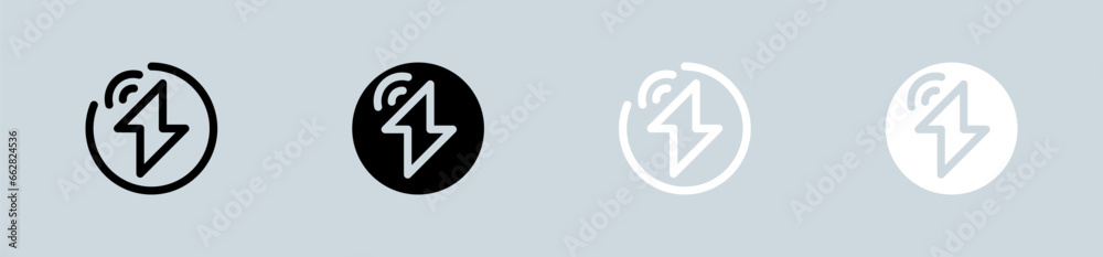 Thunder icon set in black and white. Lightning signs vector illustration. Thunder icon set in black and white. Lightning signs vector illustration.