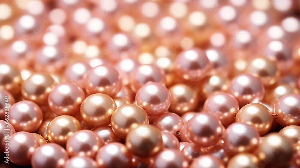 Close up of a group of pearls on a pink background Close up of a group of pearls on a pink background