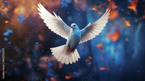 white dove in flight photo