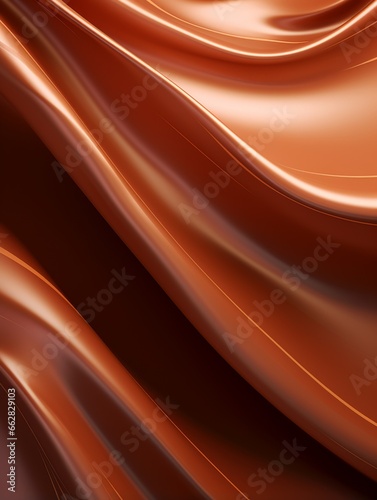 Brown Glossy Surface Creative Abstract Wavy Texture. Flowing Digital Art Decoration. Abstract Realistic Surface Vertical Background. Ai Generated Vibrant Curly Pattern.