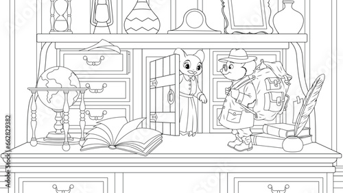 Vector illustration, funny cartoon mice