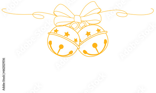 jingle bell line art style vector. christmas bell element design