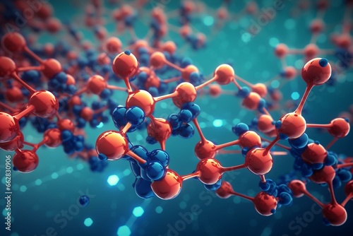 3D illustration of cancer drug molecule. Generative AI