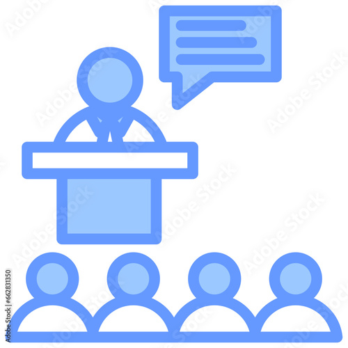 Business Conference Blue Icon