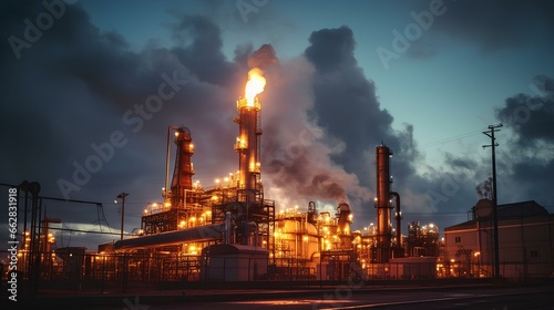 Gas production plant  processing of raw materials  energy industry of mineral resources.