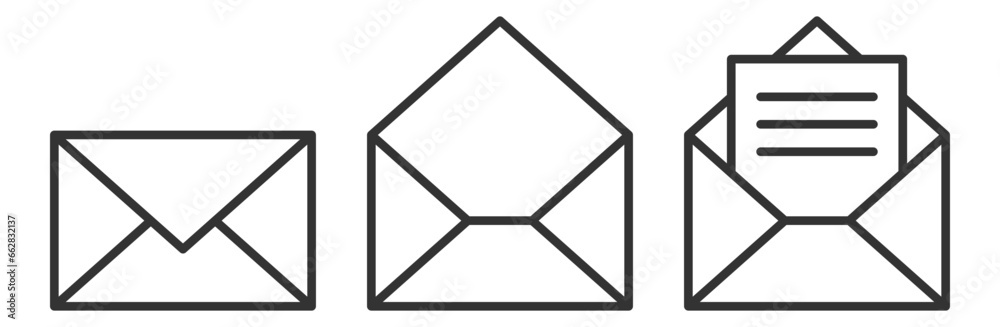 Envelope icons letter. Envelop icon vector template. Mail symbol element. Mailing label for web or print design. Envelope icons letter. Envelop icon vector template. Mail symbol element. Mailing label for web or print design.