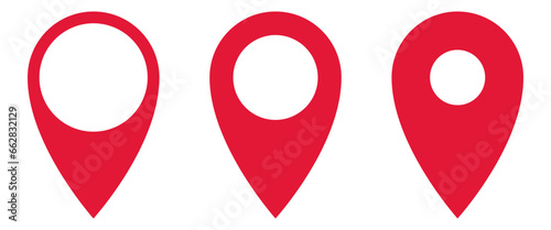 Set of GPS pointers. Red point icon. Vector illustration.